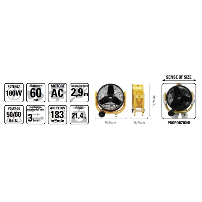 Vendita online Ventilatore d'aria professinale a turbina diam.60 cm. CT007
